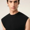 Top mulat fără mâneci din jersey negru Top mulat fără mâneci din jersey negru