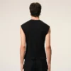 Top mulat fără mâneci din jersey negru Top mulat fără mâneci din jersey negru