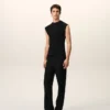Top mulat fără mâneci din jersey negru Top mulat fără mâneci din jersey negru