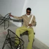 Trico de polo cu mâneci lungi din lână bej Trico de polo cu mâneci lungi din lână bej