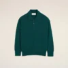 Trico de polo verde din lână și bumbac Trico de polo verde din lână și bumbac