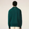 Trico de polo verde din lână și bumbac Trico de polo verde din lână și bumbac