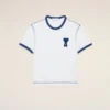 Tricou alb Ami de Coeur cu patch-uri tricotate Tricou alb Ami de Coeur cu patch-uri tricotate