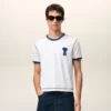 Tricou alb Ami de Coeur cu patch-uri tricotate Tricou alb Ami de Coeur cu patch-uri tricotate