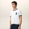 Tricou alb Ami de Coeur cu patch-uri tricotate Tricou alb Ami de Coeur cu patch-uri tricotate