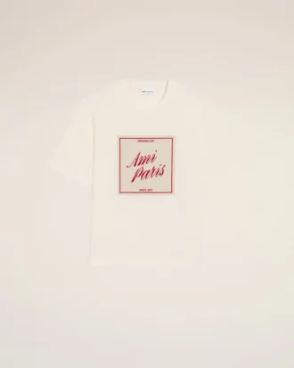 Tricou alb din bumbac Ami Paris cu imprimeu Heritage