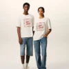 Tricou alb din bumbac Ami Paris cu imprimeu Heritage Tricou alb din bumbac Ami Paris cu imprimeu Heritage