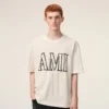 Tricou alb din bumbac cu imprimeu Ami Paris Tricou alb din bumbac cu imprimeu Ami Paris