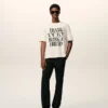 Tricou alb din bumbac cu imprimeu caracteristic