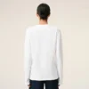 Tricou alb din bumbac cu mâneci lungi și broderie roșie Red Ami de Coeur