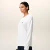 Tricou alb din bumbac cu mâneci lungi și broderie roșie Red Ami de Coeur