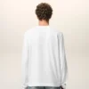 Tricou alb din bumbac cu mâneci lungi și broderie roșie Red Ami de Coeur