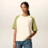 Tricou alb și verde din bumbac cu patch-uri tricotate Ami de Coeur T-Shirt Tricou alb și verde din bumbac cu patch-uri tricotate Ami de Coeur T-Shirt