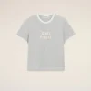 Tricou Ami Paris din bumbac gri cu patch-uri tricotate Tricou Ami Paris din bumbac gri cu patch-uri tricotate