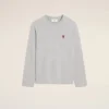 Tricou cu mâneci lungi din bumbac gri Ami de Coeur