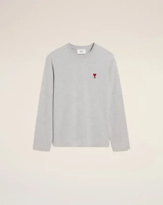 Tricou cu mâneci lungi din bumbac gri Ami de Coeur