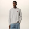 Tricou cu mâneci lungi din bumbac gri Ami de Coeur