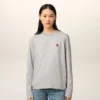 Tricou cu mâneci lungi din bumbac gri Ami de Coeur