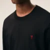 Tricou cu mâneci lungi Red Ami de Coeur din bumbac negru
