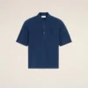 Tricou polo albastru din bumbac cu patch-uri tricotate Ami de Coeur Tricou polo albastru din bumbac cu patch-uri tricotate Ami de Coeur