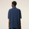 Tricou polo albastru din bumbac cu patch-uri tricotate Ami de Coeur Tricou polo albastru din bumbac cu patch-uri tricotate Ami de Coeur