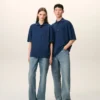 Tricou polo albastru din bumbac cu patch-uri tricotate Ami de Coeur Tricou polo albastru din bumbac cu patch-uri tricotate Ami de Coeur