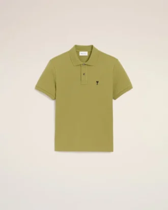 Tricou polo Ami de Coeur cu mâneci scurte din bumbac verde