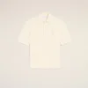 Tricou polo Ami de Coeur din bumbac alb, cu patch-uri tricotate Tricou polo Ami de Coeur din bumbac alb, cu patch-uri tricotate