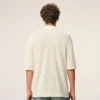 Tricou polo Ami de Coeur din bumbac alb, cu patch-uri tricotate Tricou polo Ami de Coeur din bumbac alb, cu patch-uri tricotate