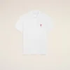 Tricou polo Ami de Coeur din bumbac alb cu roșu