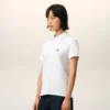 Tricou polo Ami de Coeur din bumbac alb cu roșu