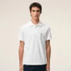 Tricou polo Ami de Coeur din bumbac alb cu roșu
