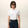 Tricou polo Ami de Coeur din bumbac alb cu roșu