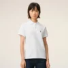Tricou polo Ami de Coeur din bumbac alb cu roșu