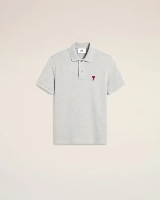 Tricou polo Ami de Coeur din bumbac gri