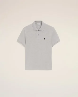 Tricou polo Ami de Coeur din bumbac gri cu contrast