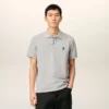 Tricou polo Ami de Coeur din bumbac gri cu contrast Tricou polo Ami de Coeur din bumbac gri cu contrast