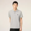 Tricou polo Ami de Coeur din bumbac gri cu contrast Tricou polo Ami de Coeur din bumbac gri cu contrast