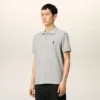Tricou polo Ami de Coeur din bumbac gri cu contrast Tricou polo Ami de Coeur din bumbac gri cu contrast