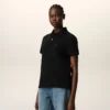 Tricou polo Ami de Coeur din bumbac negru cu imprimeu roșu Tricou polo Ami de Coeur din bumbac negru cu imprimeu roșu