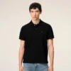 Tricou polo Ami de Coeur din bumbac negru cu imprimeu roșu Tricou polo Ami de Coeur din bumbac negru cu imprimeu roșu