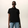 Tricou polo Ami de Coeur din bumbac negru cu imprimeu roșu Tricou polo Ami de Coeur din bumbac negru cu imprimeu roșu