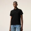 Tricou polo Ami de Coeur din bumbac negru cu imprimeu roșu Tricou polo Ami de Coeur din bumbac negru cu imprimeu roșu