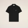 Tricou polo Ami de Coeur din bumbac negru cu mâneci scurte Tricou polo Ami de Coeur din bumbac negru cu mâneci scurte
