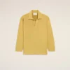 Tricou polo cu mâneci lungi din lână galbenă Tricou polo cu mâneci lungi din lână galbenă