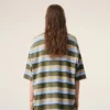 Tricou polo din bumbac cu dungi albastre și patch Ami Tricou polo din bumbac cu dungi albastre și patch Ami