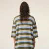 Tricou polo din bumbac cu dungi albastre și patch Ami Tricou polo din bumbac cu dungi albastre și patch Ami