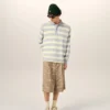 Tricou polo din bumbac cu dungi gri și galbene Tricou polo din bumbac cu dungi gri și galbene