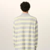 Tricou polo din bumbac cu dungi gri și galbene Tricou polo din bumbac cu dungi gri și galbene