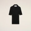 Tricou polo negru din tricot cu mâneci scurte Tricou polo negru din tricot cu mâneci scurte